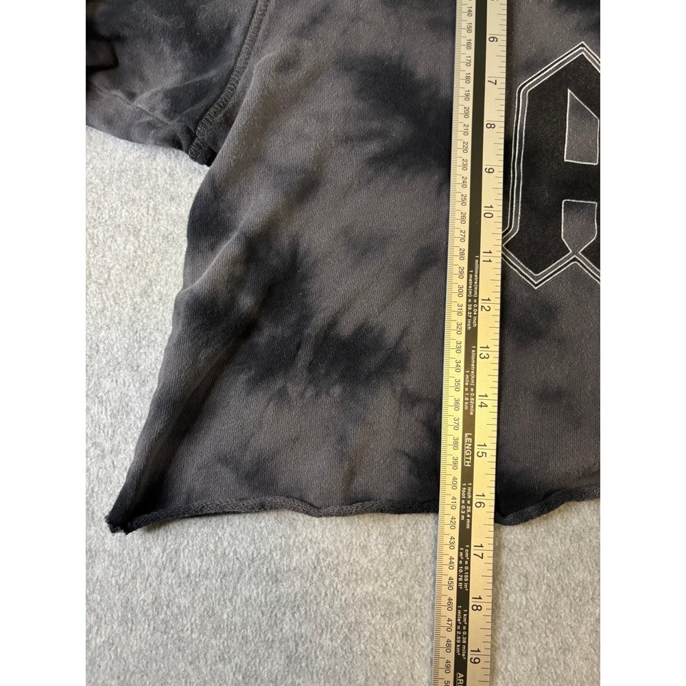 The Vinyl Icons AC/DC Tie Dye Cropped Hoodie Black Charcoal Graphic Rock Band - Picture 3 of 5